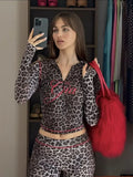 gia slim fit letter printed open thread design hooded zipper short jacket pants set
