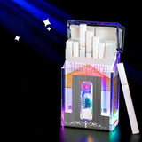 Transparent Lighter Cigarette Case, Type-C Charging, Colorful Lights, Electronic Cigarette Lighter, Can Hold 20 Cigarettes
