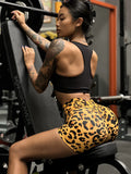 Leopard Print Fitness Sports Yoga Shorts Women's Summer V Waist Thin Hip Lifting Nude Feeling Quick Drying