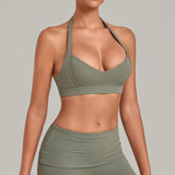 Halter Yoga Bra Women's Backless Sports Fitness Underwear Breathable Runnings Push Up Crop Top Female Yoga Workout Underwear
