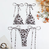 Sexy Flower Print Bikini 3 Women Swimsuit Female Swimwear Thong Bikinis Set Brazilian Halter Beach Wear  Bathing Suit