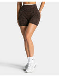 Women's High Waisted Leopard Print Yoga Shorts — Seamless Tummy Control Workout Biker Shorts for Gym, Fitness, and Running