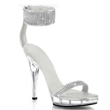 Exotic Rhine Stone 13CM High Stripper Heeled Pole Dance Shoes Women's Sandals 5 Inches Peep Toe Platform Transparent Gothic Sexy