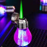Transparent Electric Butane Gas Lighter, Windproof Straight Torch Lighter, Colorful Lights, Green Flame, Cool, New