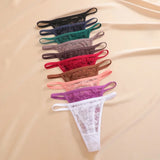 4Pcs/Set Sexy Lace Floral G-Strings Underwear For Women Solid Color Perspective Breathable Panties Female Low Rise Elastic Thong