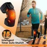 Electric Heated Knee Massager With 3 Heat Levels 3 Vibration Modes, Rechargeable Knee Support Wrap with Timer and Touch Screen, Extended Strap