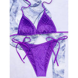 New Halter Velvet High Leg Cut Bikini Women Swimwear Female Swimsuit Two-Pieces Bikini Set Padded Bather Bathing Suit Swim V4502