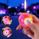 Trendy Billiards Gyro Butane Lighter, Press‑Ignition Keychain Pendant for Outdoor Smoking Use  lighters smoking