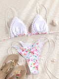 ZRTAK Sexy Lace Bordered Bikini Micro Thongs Bathing Suit Swimsuit Women Biquini Bandage Beachwear Swimwear 2 Piece Bikini Sets