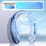 3000mA Portable Mini Hanging Neck Fan Bladeless Neckband Fan Digital Display Power Air Cooler USB Rechargeable Electric Fans