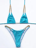 Sexy Halter Metal Chains Brazilian Bikini 2025 Women Swimsuit Female Swimwear Two Pieces Bikini Set Bathing Suit Swim Beach Wear