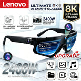 Lenovo AI Smart Glasses ChatGPT 8K Camera 2400W Anti-shake Cycling Video&Photo Sport Sunglasses DualMic 32GB Windproof Goggles