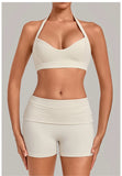 Halter Yoga Bra Women's Backless Sports Fitness Underwear Breathable Runnings Push Up Crop Top Female Yoga Workout Underwear