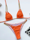 Sexy Halter Metal Chains Brazilian Bikini 2025 Women Swimsuit Female Swimwear Two Pieces Bikini Set Bathing Suit Swim Beach Wear