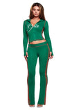 Iamgia New Front Shoulder Slim Fit Letter Printed Open Line Design Slim Fit Hooded Zipper Short Jacket Pants Set