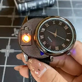 New Usb Charging Environmentally Friendly Windproof Lighter Watch Cigarette Lighter Fashionable Cool Creative Men Smoker Gifts