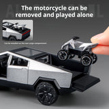 1:36 Cybertruck Toys Off Road Vehicle Die Cast Model Car Beach Motorcycle Hobby Collectible Birthday Gift For Boy