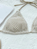 Halter Rings Fishnet Bikinis 2025 Brazilian Bikini Female Swimsuit Women Swimwear Two-pieces Bikini Set Bather Bathing Suit Swim