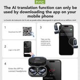 【AI Translator Earbuds】HTC NE25 Bluetooth Earphones LCD Touch Screen Sport Wireless Headphones Long Life with HD Mic