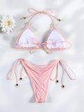 Sexy Bikinis Micro Thongs Swimsuit Women Bathing Suit Rings Biquini Bandage Beachwear Print Swimwear Sexy Bikini Sets With Chain