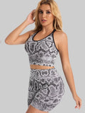 Snake Print Yoga Set Seamless High Waist Hip Lifting Elastic Breathable Quick Dry Anti Chafing Fitness Casual Sports 2Pcs Outfit