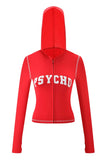 new shoulder letter printed open thread design slim fit hooded zipper short jacket shorts set