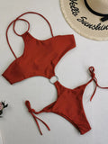 2025 Sexy Halter One Piece Swimwear Women Swimsuit Female Hollow Out Bathing Suits Summer Beach Wear Backless Monokini Swim Lady