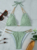 Sexy Halter Metal Chains Brazilian Bikini 2025 Women Swimsuit Female Swimwear Two Pieces Bikini Set Bathing Suit Swim Beach Wear