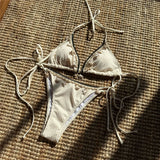 Shells Halter High Cut Strappy Two-Pieces Bikini Set Bikini Female Swimsuit Women Swimwear Padded Bathing Suit Bather Swim V6416