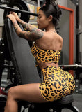 Leopard Print Fitness Sports Yoga Shorts Women's Summer V Waist Thin Hip Lifting Nude Feeling Quick Drying