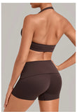 Halter Yoga Bra Women's Backless Sports Fitness Underwear Breathable Runnings Push Up Crop Top Female Yoga Workout Underwear