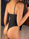 Sexy One Shoulder Extreme Mini Micro Thong One Piece Swimsuit Women Swimwear Female High Leg Cut Bather Bathing Suit Swim V5459