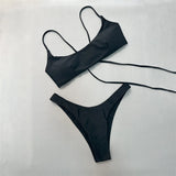 Lace Up Brazilian High Cut Leg Bikini Female Swimsuit Two-Pieces Bikini Set Women Swimwear Padded Bathing Suit Bather Swim V6654
