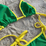 Sexy Green Halter Mini Micro Thong Bikini Female Swimsuit Women Swimwear Two-pieces Bikini Set Bather Bathing Suit Swim 2024