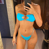 2026 New Sexy Rhinestone Bandeau Thong Bikini Women Swimwear Female Swimsuit Two-piece Bikini set Bather Bathing Suit Swim V3981
