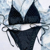 New Halter Velvet High Leg Cut Bikini Women Swimwear Female Swimsuit Two-Pieces Bikini Set Padded Bather Bathing Suit Swim V4502