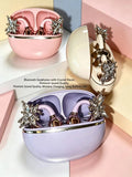 Fashion OWS Clip On Earbuds ENC Clear Call Low Latency Bluetooth Headphones with Free Rhinestone Butterfly Accessories