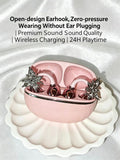 Fashion OWS Clip On Earbuds ENC Clear Call Low Latency Bluetooth Headphones with Free Rhinestone Butterfly Accessories