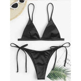 5 Colors Satin High Leg Cut Brazilian Two-Pieces Bikini Set Bikini Female Swimsuit Bathing Suit Women Swimwear Bather Swim V4964