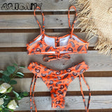 New Sexy Bikini Women Print  Bikini Set Halter Backless Swimsuit Swim Wear Biquini Dot biquini female Beachwear Sexy Bikini Set