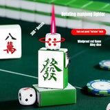 Rotating Dice Mahjong Stereoscopic Design Windproof Red Flame Butane Gas Lighter Pull down Ignition Outdoor Fun Lighters