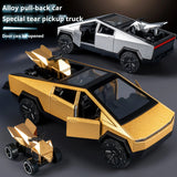 1:36 Cybertruck Toys Off Road Vehicle Die Cast Model Car Beach Motorcycle Hobby Collectible Birthday Gift For Boy