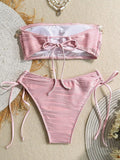 XS - XL Bandeau Wrinkled High Cut Bikini Women Swimwear Female Swimsuit Two-pieces Bikini Set Shells Bather Bathing Suit Swim