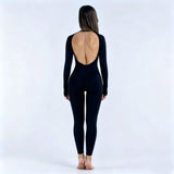 Sports Overall Bodysuit Women Seamless Jumpsuit Gym One-piece Suit Workout Outfits Backless Yoga Tights Long Sleeve Activewear