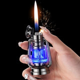 Retro Glow in The Dark Horse Light Inflatable Lighter with Grinding Wheel Inflatable Transparent Chamber LED Color Light Lighter