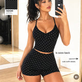 2PCS Seamless Dot Print Sports Bra Yoga Set VHigh Waist Biker Scrunch Shorts Outfit Workout Tracksuit For Women Active Wear XP36