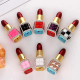 Luxury Diamond Lipstick Inflatable Lighter Mini Butane Pink Water Diamond Portable Lighter High End Women's Smoking Gift