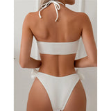 2026 Sexy 3D Flowers Halter Brazilian Bikini Women Swimwear Female Swimsuit Two-Pieces Bikini Set Bather Bathing Suit Swim V5236