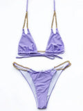 Sexy Halter Metal Chains Brazilian Bikini 2025 Women Swimsuit Female Swimwear Two Pieces Bikini Set Bathing Suit Swim Beach Wear