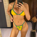 G-string Thong Brazilian Bikini Women Swimwear Female Swimsuit Two-pieces Bikini Set Bather Brasil Flag Bathing Suit Beachwear